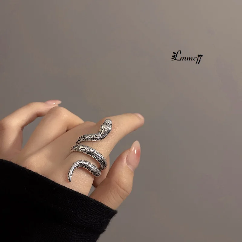 

Lmmcjj Cool Punk Snake Ring For Women Winding Serpentine Ring Opening Adjustable Index Finger Ring Fashion Jewelry INS Gifts