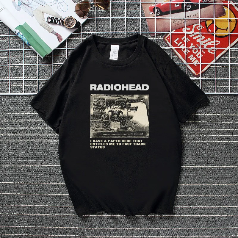 

Radiohead T Shirt Men Fashion Summer Cotton T-shirts Kids Hip Hop Tops Arctic Monkeys Tees Women Tops Rock Boy Camisetas Hombre