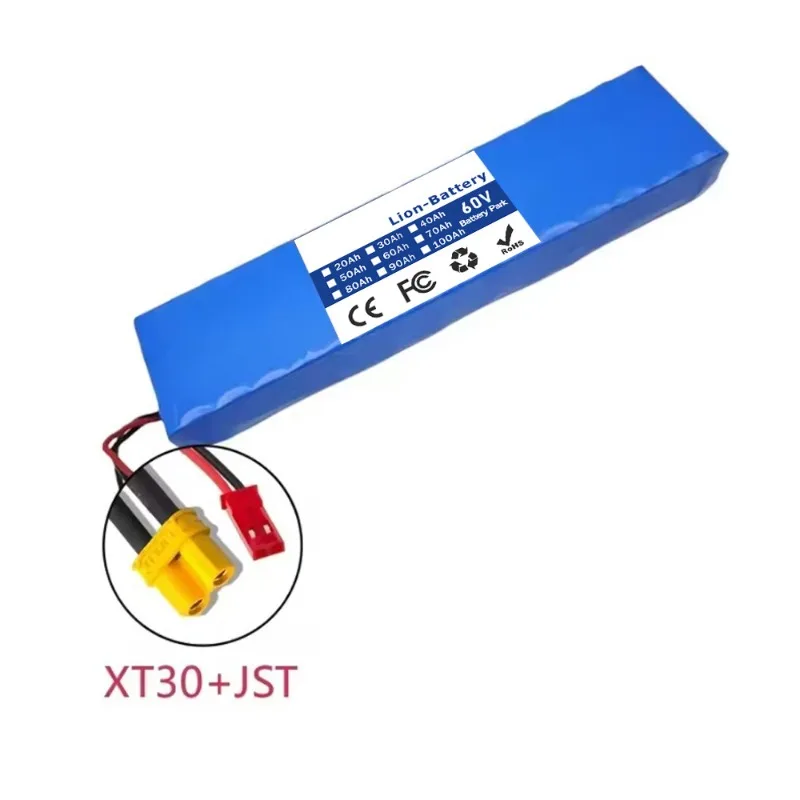 Фото Литиевая аккумуляторная батарея 18650 16S2P 60В 50Ач с BMS и зарядным устройством для электровелосипедов, моноколес, самокатов – высококачественная перезаряжаемая батарея №2