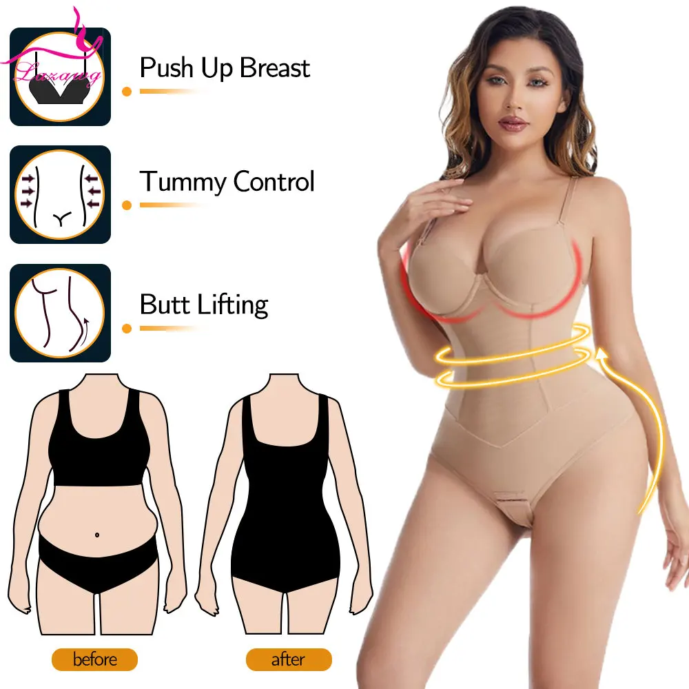 LAZAWG Bodysuit Shapewear for Women Slimming Flat Belly Vest Seamless Body Shaper Waist Trainer Underwear Tummy Control panties