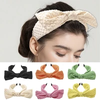 waffle bow headband cross knotted hair hoop pure color wide brimmed head hoop large bowknot hairband korea hair accessories