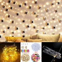 led string lights with photo clip fairy lights garland christmas lights diy outdoor wedding decorations curtain lamp usb battery