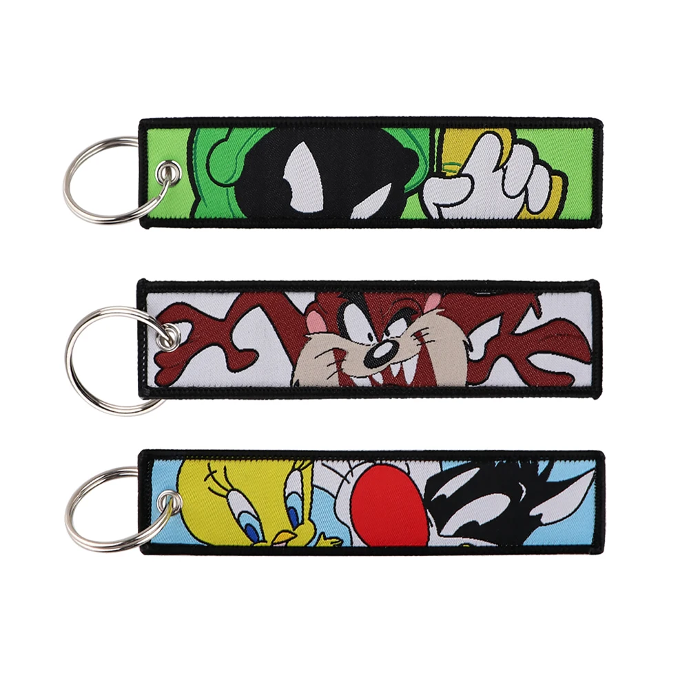 

Funny Cute Cartoon Animals Key Tag Jet Tag Embroidered Keychain for Women Keyring Car Keys Cool Fashion Jewelry Accessories Gift