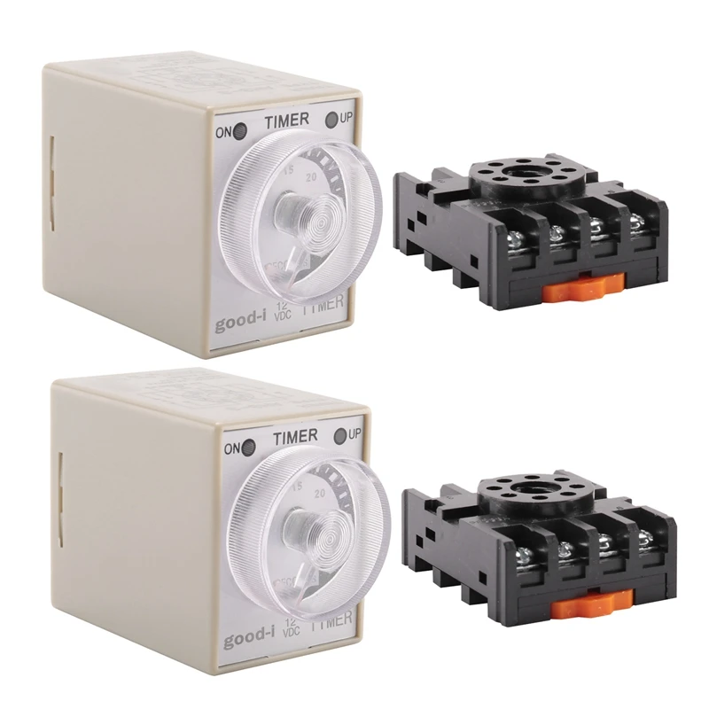 

2X DC 12V 0-30 Seconds 30S Electric Delay Timer Timing Relay DPDT 8P W Base