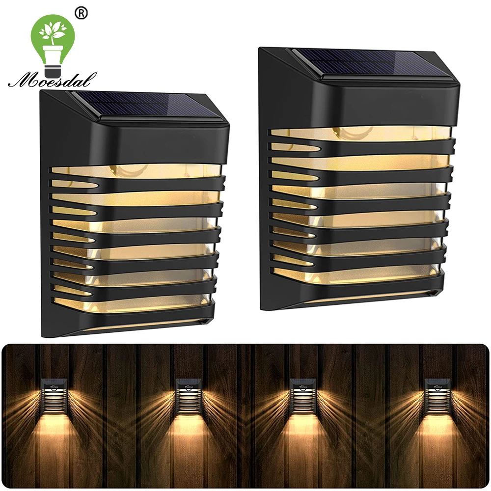 LED Solar Fence Light IP65 Outdoor Waterproof Wall Light Breathing/Constant Mode Garden Light Suitable for Stair Path Backyard