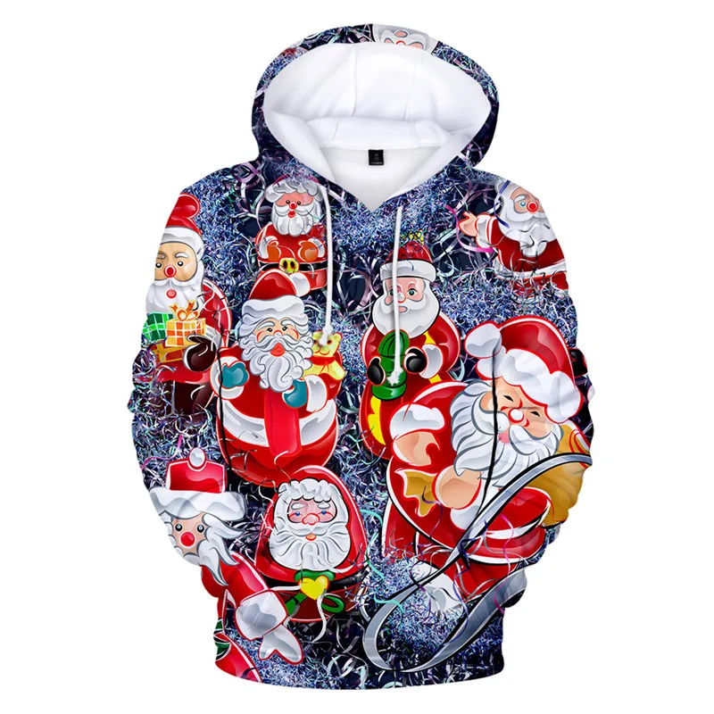 

Santa Claus Men's Fashion 3D Hoodies Long Sleeve Hooded Christmas Pullovers Autumn Winter Festival Casual Street Sweatshirts