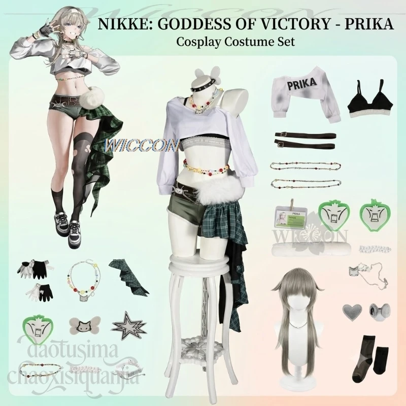 Фото Костюм для косплея Аниме GODDESSS Game VICTORYSS: модный укороченный свитшот, мини-шорты, платье Y2K, парики, реквизит для вечеринки на Хэллоуин №1