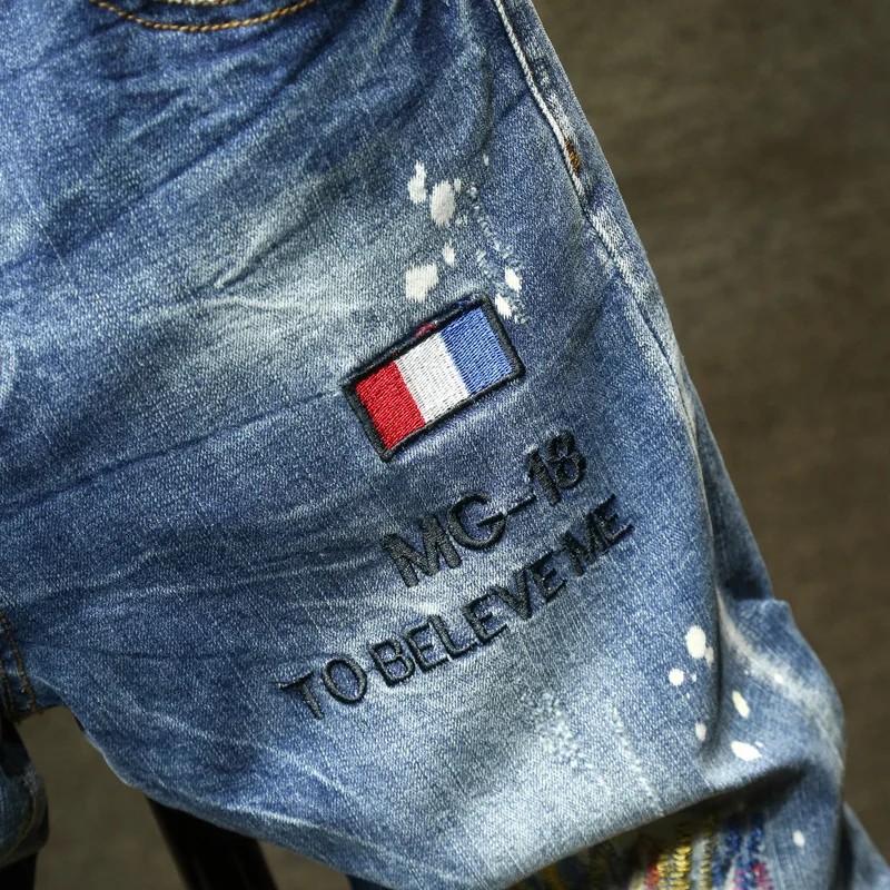 Men's Jeans Retro Slim Fit Denim Pants Bicycle Stretch High Quality Men's Straight Tube Casual Designer Brand Street Apparel