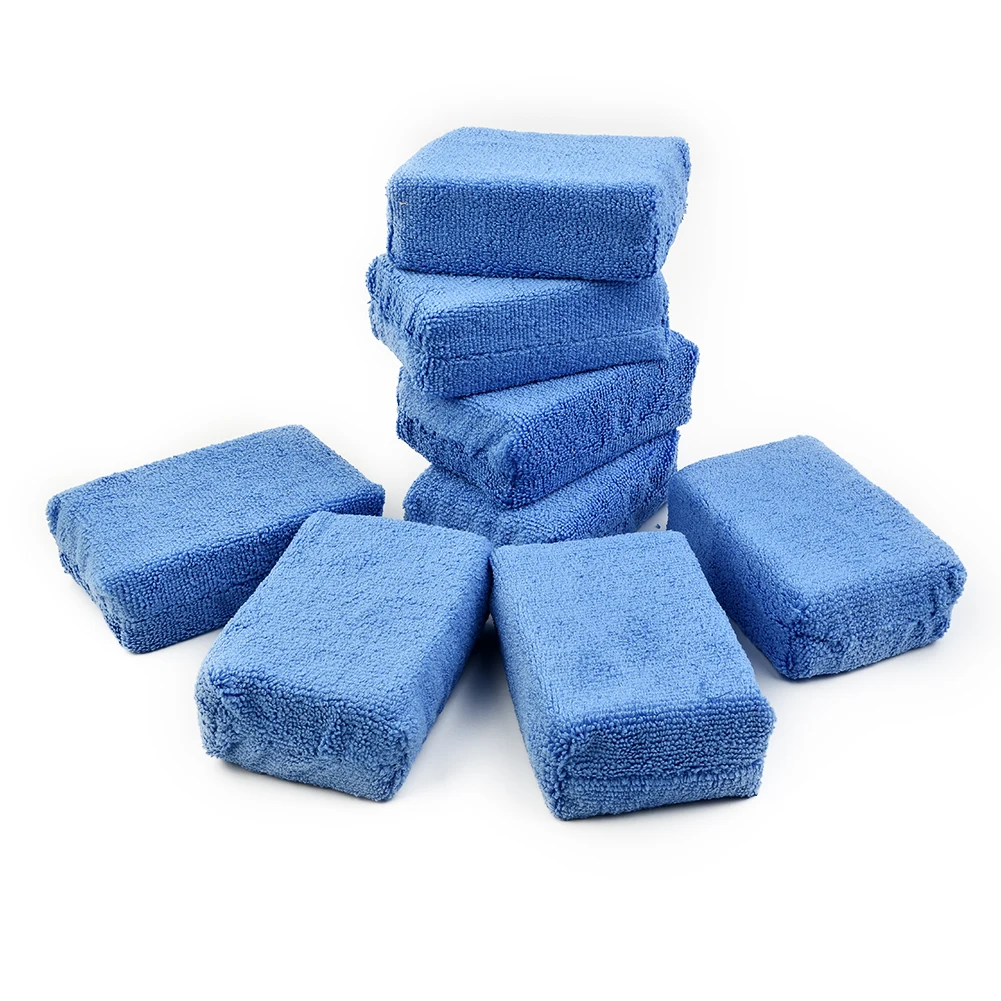 

4/8Pcs Blue Car Microfiber Applicators Sponges Cloths Microfibre Hand Wax Polishing Pad High Quality Car Cleaning Accessories