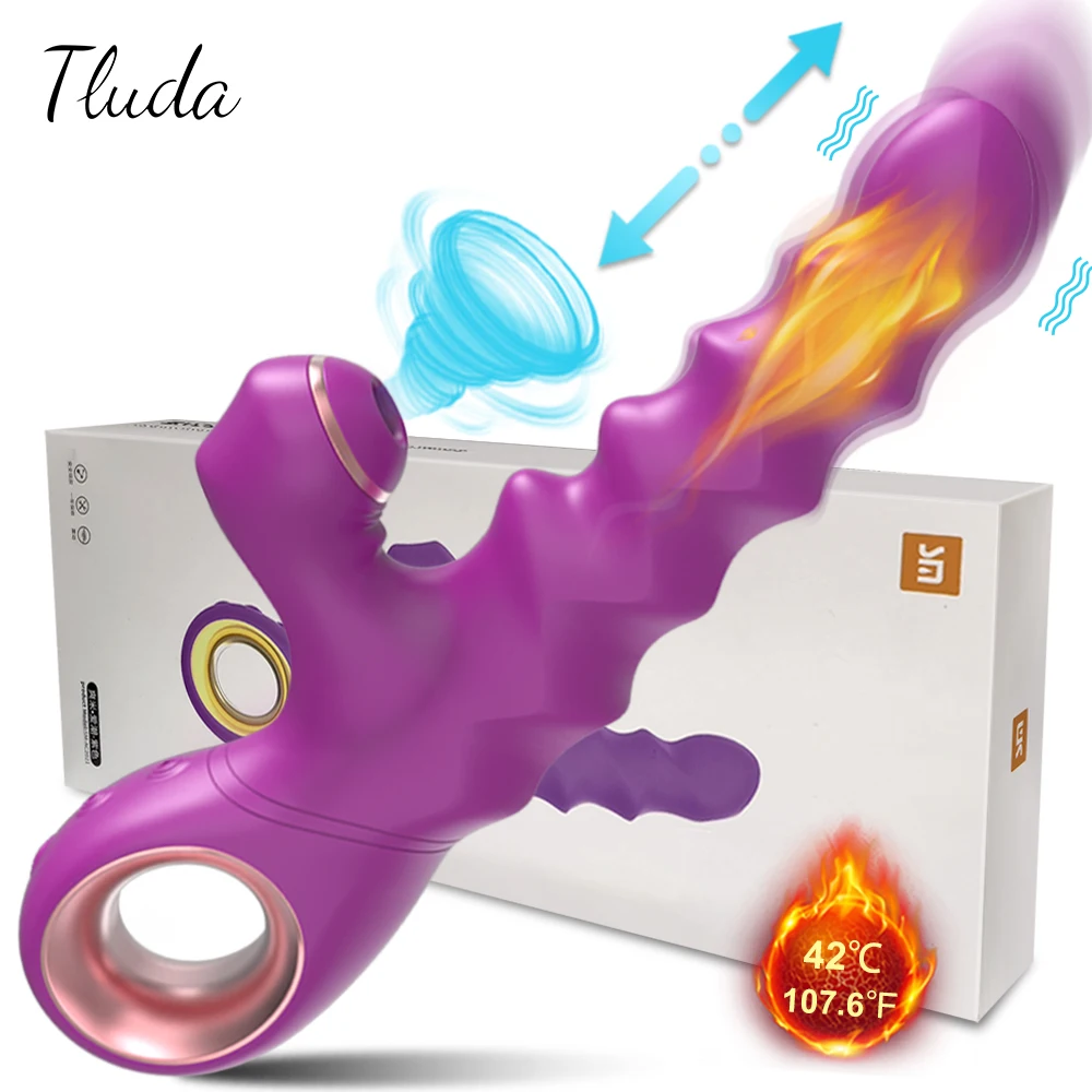 Thrusting Dildo Vibrator Female Clitoris Sucker Stimulator Clitoral Sucking Heating Vibrating Machine Adults Sex Toys For Women