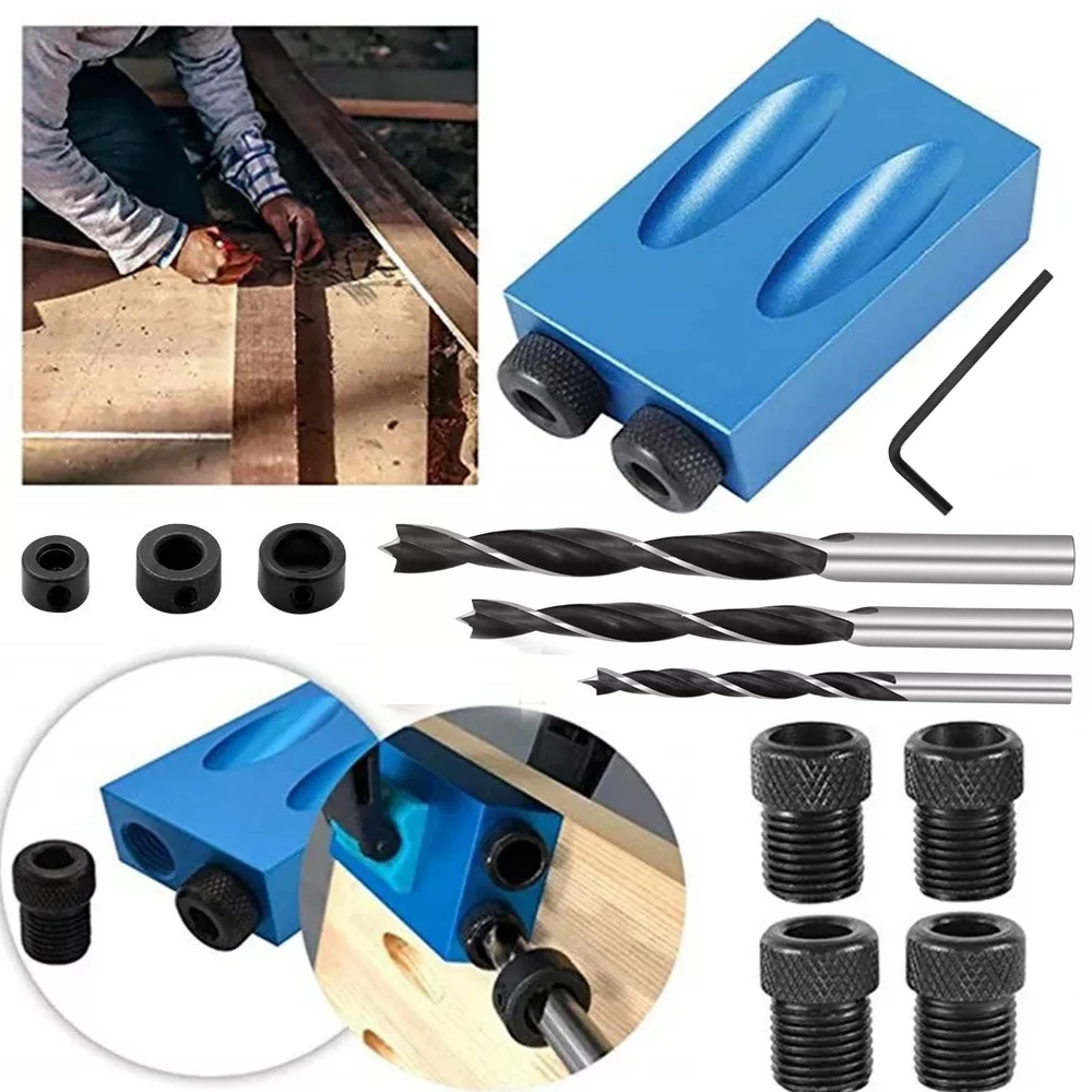 

14 Pcs 15 Degrees Carpenters Needs Woodwork Guides tools Dowel Drill Joinery Kit Pocket Hole Screw Jig Joint Angle Locator Tool