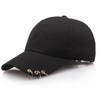 korean three iron rings baseball caps for women men solid cotton snapback cap unisex black outdoor hip hop dad sun hats