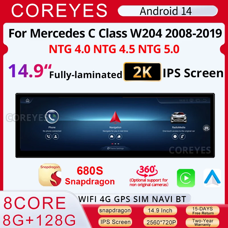 COREYES 14 9 'ɺndroid 14.0 автомобильное радио для Mercedes W204 W205 2008-2018 WiFi 4G Carplay авто стерео