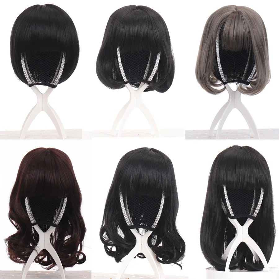 LANLAN children’s wig head cute headgear princess baby bobo head styling girl hair cover full head short hair simulation