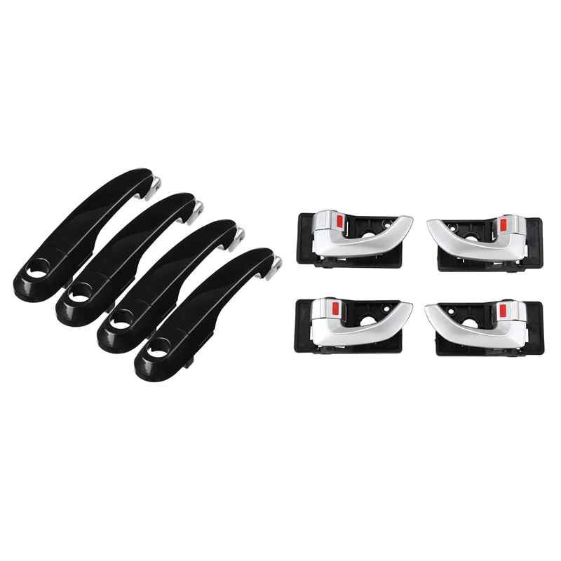 

8 Pcs Car Door Handle Left Right Replacement Set, 4 Pcs Outside & 4 Pcs Interior