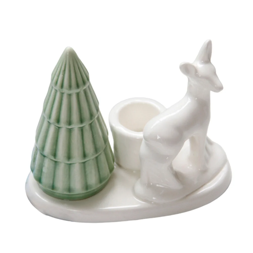 

Holdercandlestick Christmasstand Ceramic Tealight Centerpiece Holders Wedding Figurine Desktop Green Decorative Modernreindeer