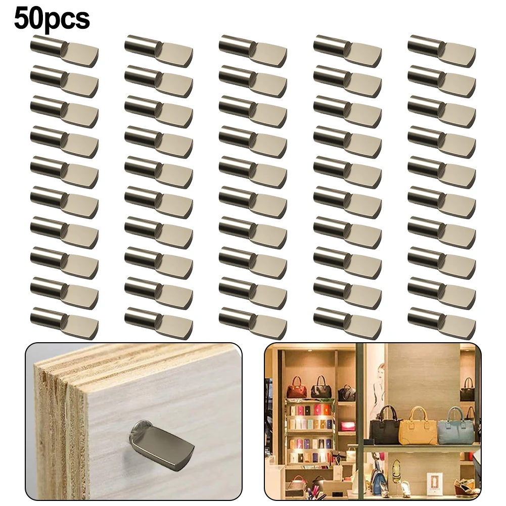 

50 Pcs GOLD Shelf Support Pegs Cabinet Closet Laminate Pins Glass Nickel Plated Pins Fixing Bracket Shelf Bracket Furniture