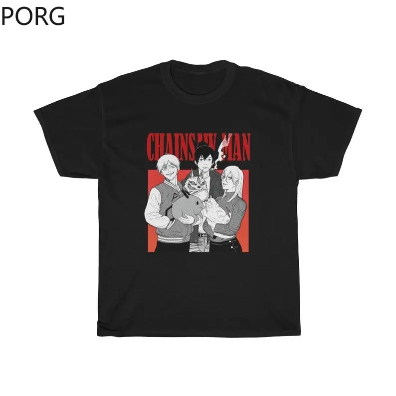 

Рубашка унисекс с принтом бензопилы, мужская рубашка с принтом бензопилы, Мужская футболка с Бензопилой, мужская рубашка с принтом Denji, хлопковая Мужская футболка