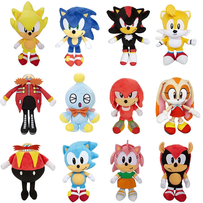 

Sonic Anime Figure Plush Pendant Knuckles Echidna Dr. Eggman Miles Prower Amy Rose Kawaii Stuffed Dolls kids toy birthday gift