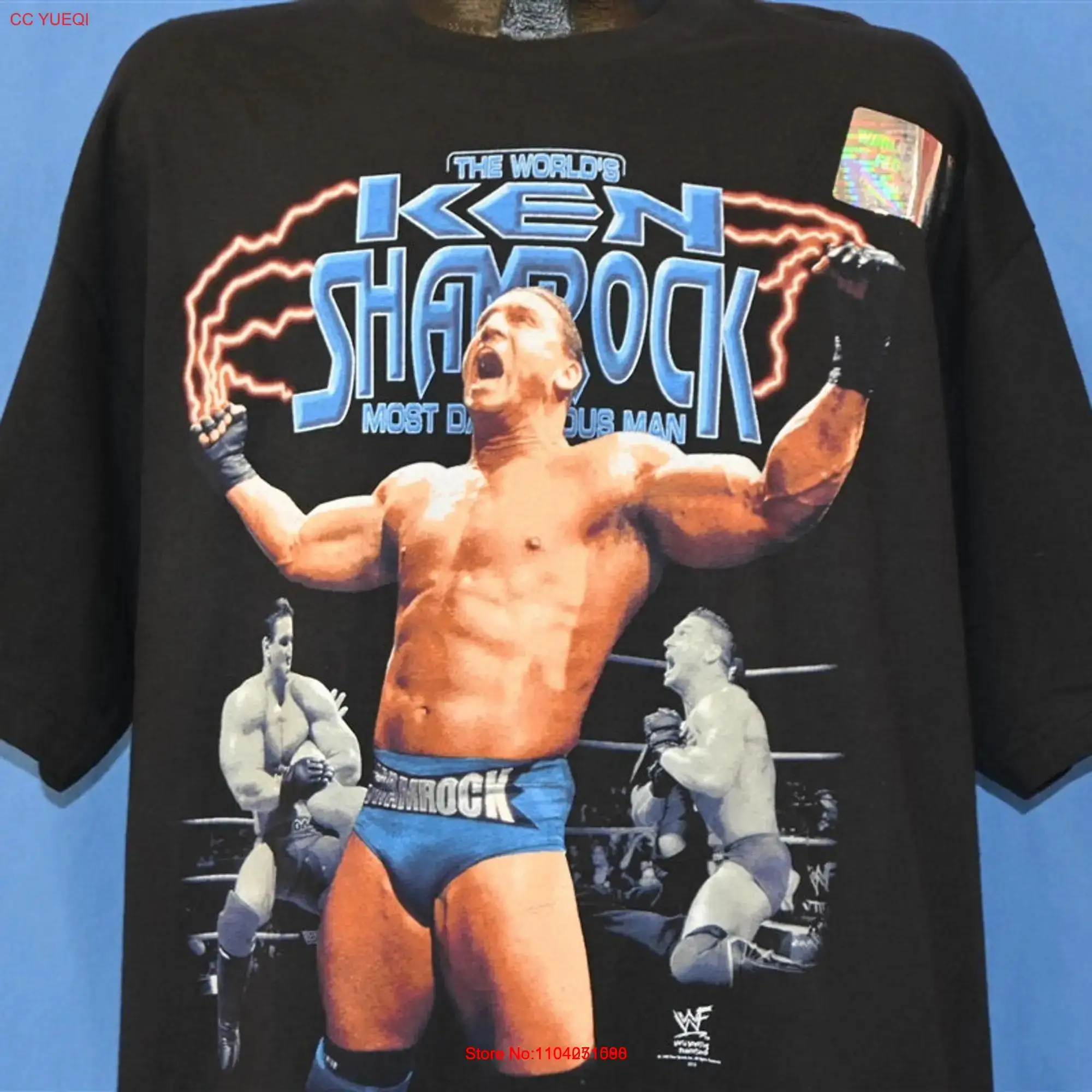 Фото Футболка Кен Трилистника 90-х годов World's Most Dangerous Man WWF Wrestling Deadstock, очень большая футболка с длинными или короткими рукавами №1