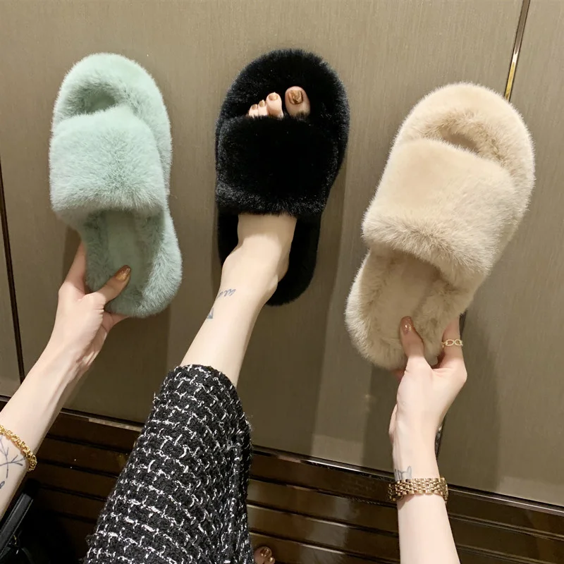 

Alo cnc 2022 New Autumn and Winter Soft Bottom Home Can Be Worn Outside the Female Raw Wool Slippers