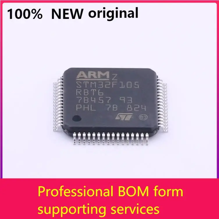 

MCU 32-bit STM32F ARM Cortex M3 RISC 128KB Flash 2,5 V/3,3 V 64-контактный лоток LQFP-лотки STM32F105RBT6100 % оригинал
