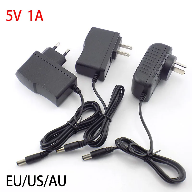 

AC DC 5V 1A 1000ma Adapter Power Supply Adaptor EU AU US PLUG 5.5MM*2.1mm Wall Charger for CCTV Camera Led Strip Light Lamp