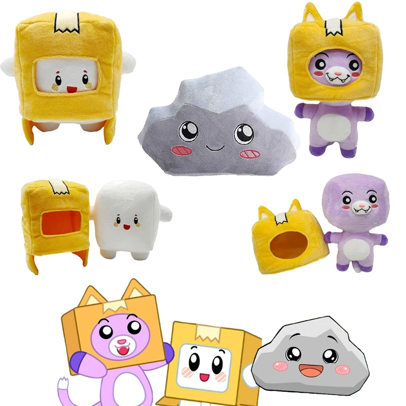 

Lankybox Anime foxy Rocky Plush Toy Boxy Cartoon Animal doll kawaii Plush Stuffed Turned Into Doll Soft Pillow Removable Gift