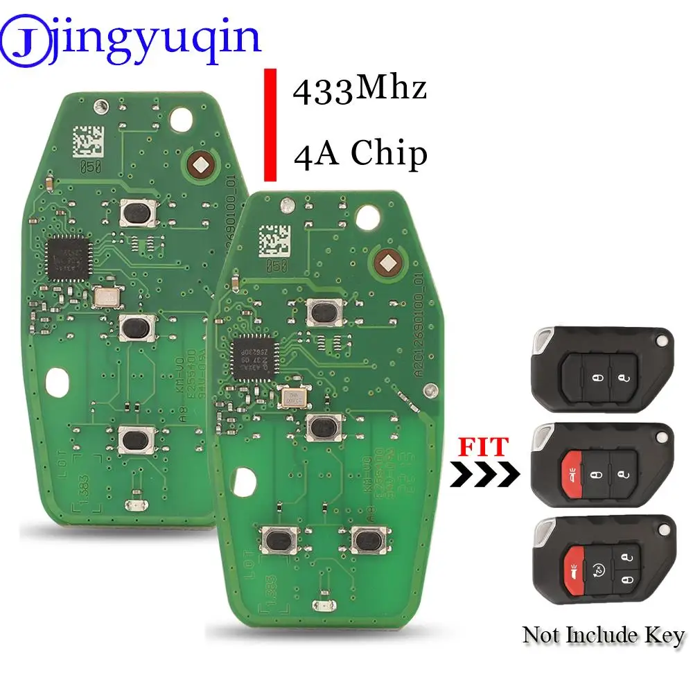 jingyuqin OHT1130261 Keyless Go Remote Car Circuit Board 433MHz 4A Chip For Jeep Wrangler 2018 2019 Auto Key Fob 68416784AA |