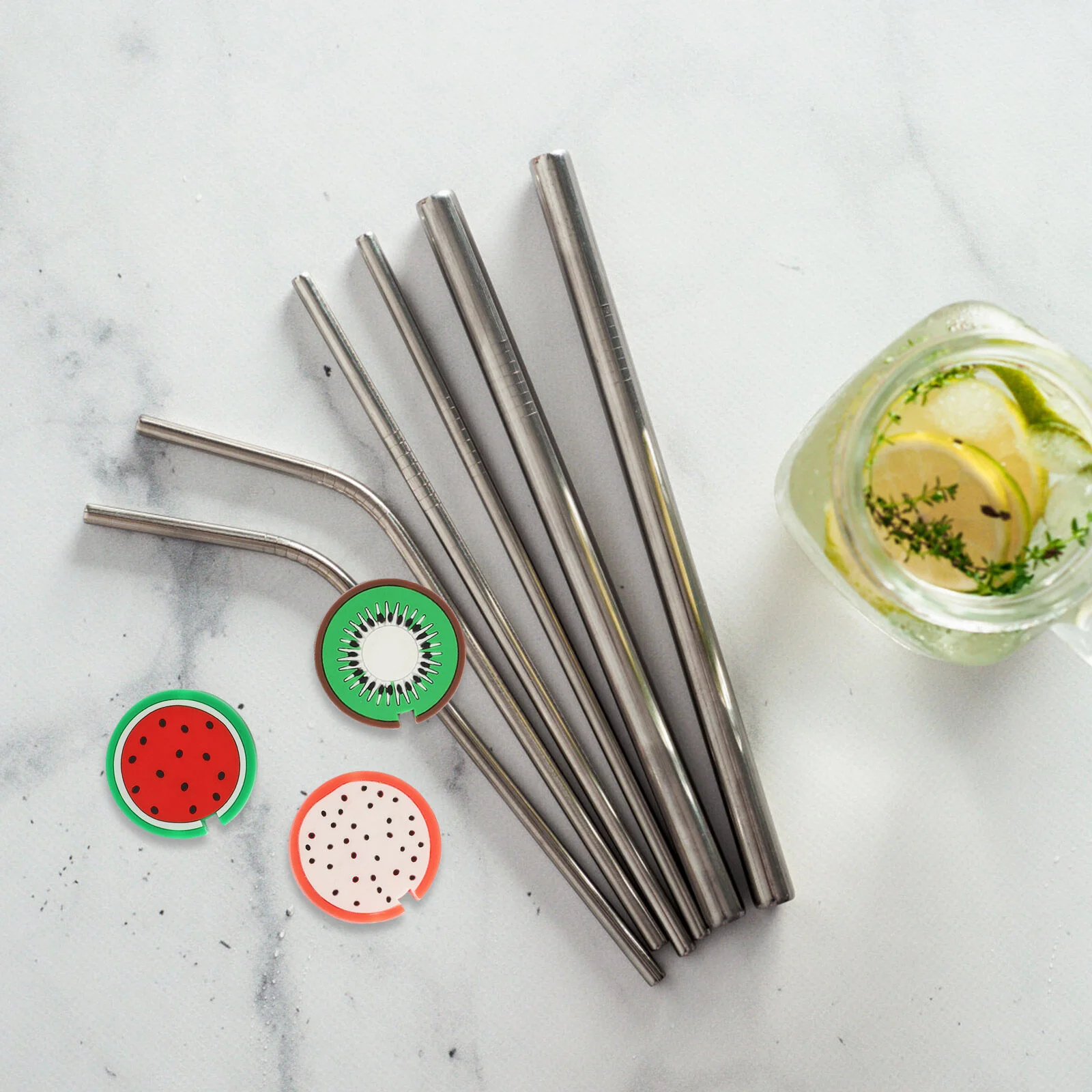 

Straw Decoration Set Charms Drinking Cover Silicone Caps Adorns Tip Reusable Straws Covers