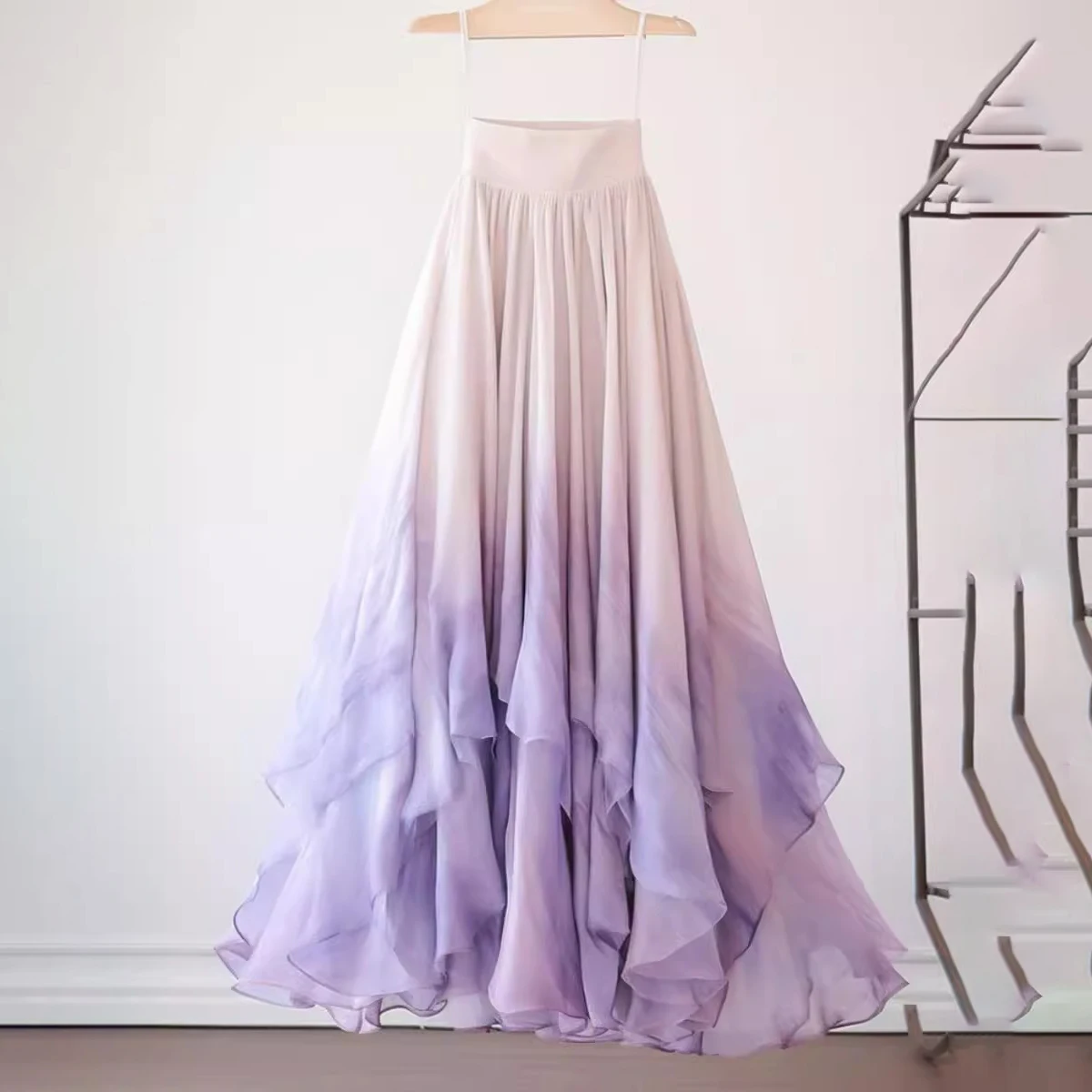 Летняя женская фиолетовая многослойная юбка с градиентом Элегантная модная