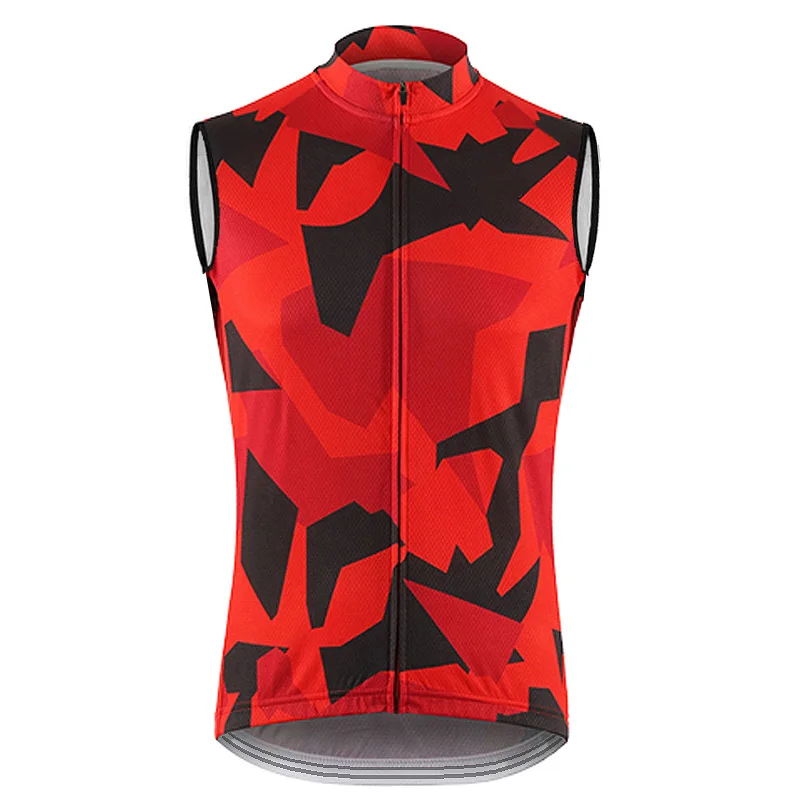 

Men Red Vest Sleeve Jersey Road Jersey Bicycle MTB Jacket Cycling Top Bike Sweater Garment Wear Racer T-Shirt Endurance Summer