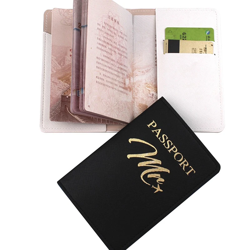 Mr Mrs Lover Couple Passport Cover Embroidery Passport Holder Women Men Travel Accessories
