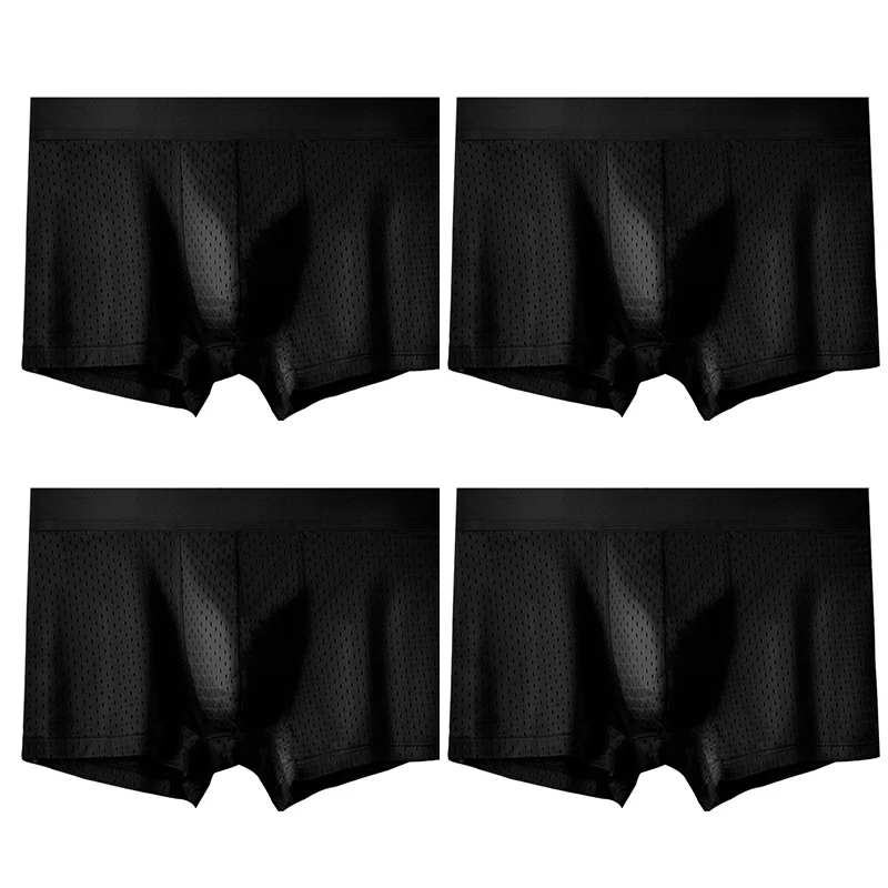 

4 Pcs/Lot Men's Underwear Mesh Breathable Undies And Comfortable Men Panties Ice Silk Antibacterial Man Underpants