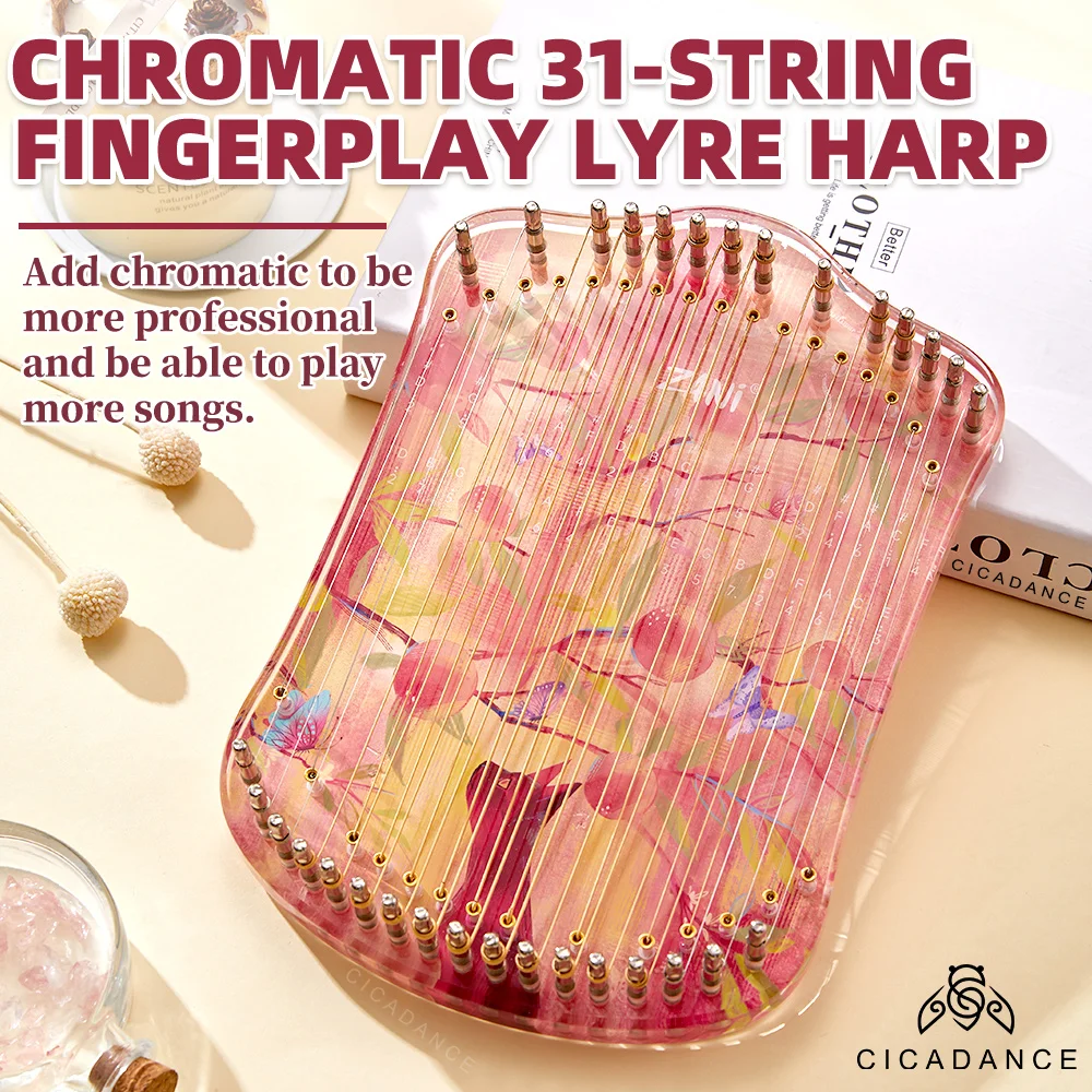 

Chromatic Fingerplay Lyre Harp 31 Strings Harp Portable Musical Instruments With Accessories Gifts For Beginner Professional
