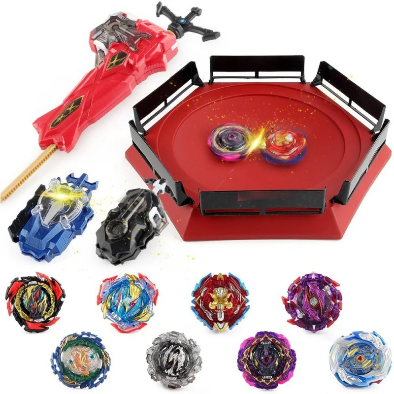 

Stadium Blade Battling Top Battle Set, 8 Burst Tops 3 Launchers 1 Bey Arena Combat Game, Toy Gift for Kids Boys Ages 6 , Red