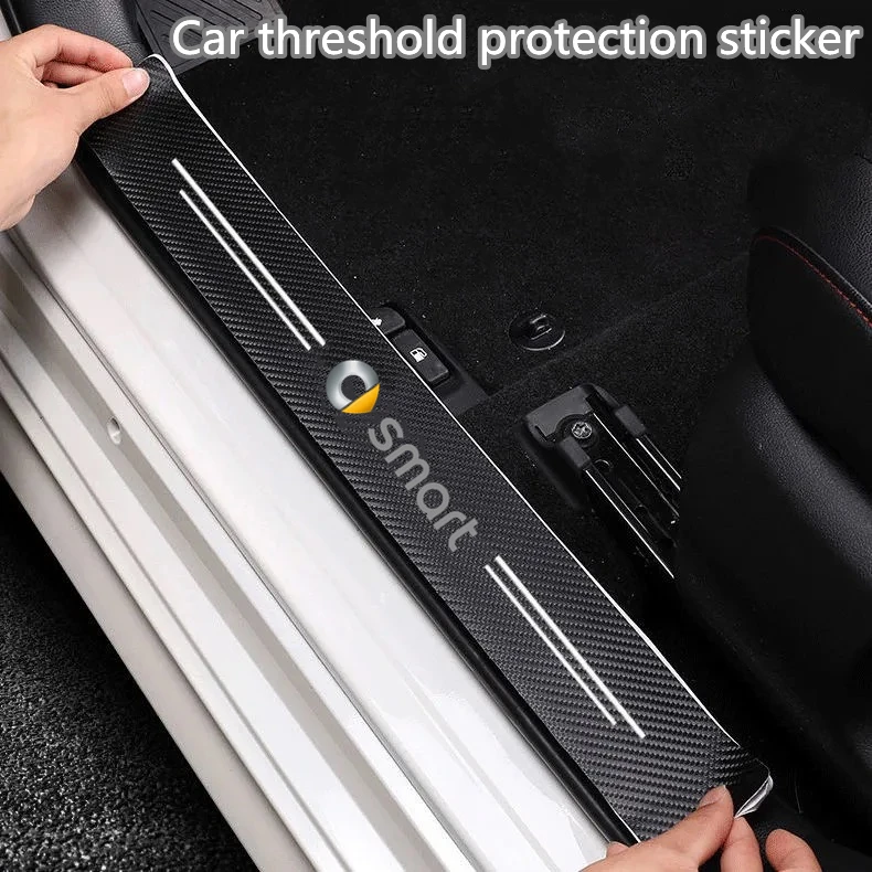 

4PCS Carbon Fiber Car Sticker Auto Door Threshold Waterproof Decal For Smart Fortwo 451 450 452 453 454 Cabrio Forfour Coupe