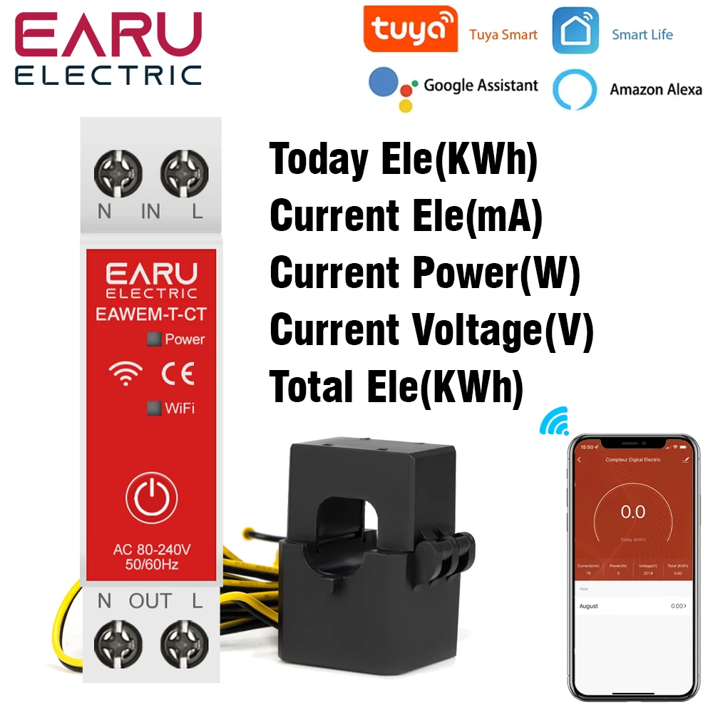 

Умный счетчик энергии EARUELECTRIC Tuya 63A