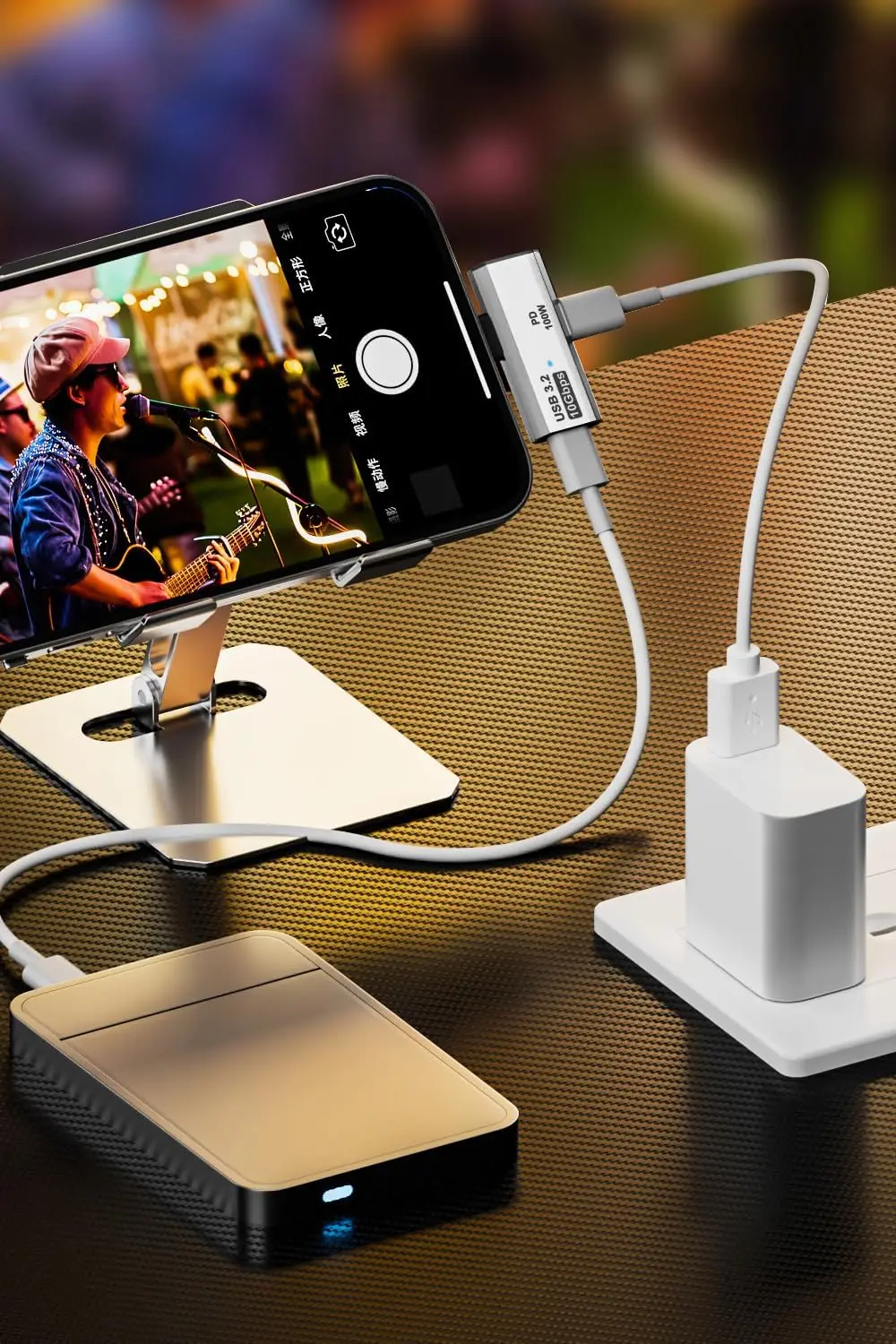 Фото Двойной адаптер для наушников USB C с портом для зарядки 100 Вт, разветвитель USB типа C 2-в-1 для Rog Ally, Steam Deck, Quest 2, iPad №4