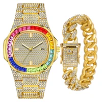 diamond watch for men top brand luxury brand iced out gold clocks hip hop quartz wristwatch relogio masculino women set gifts
