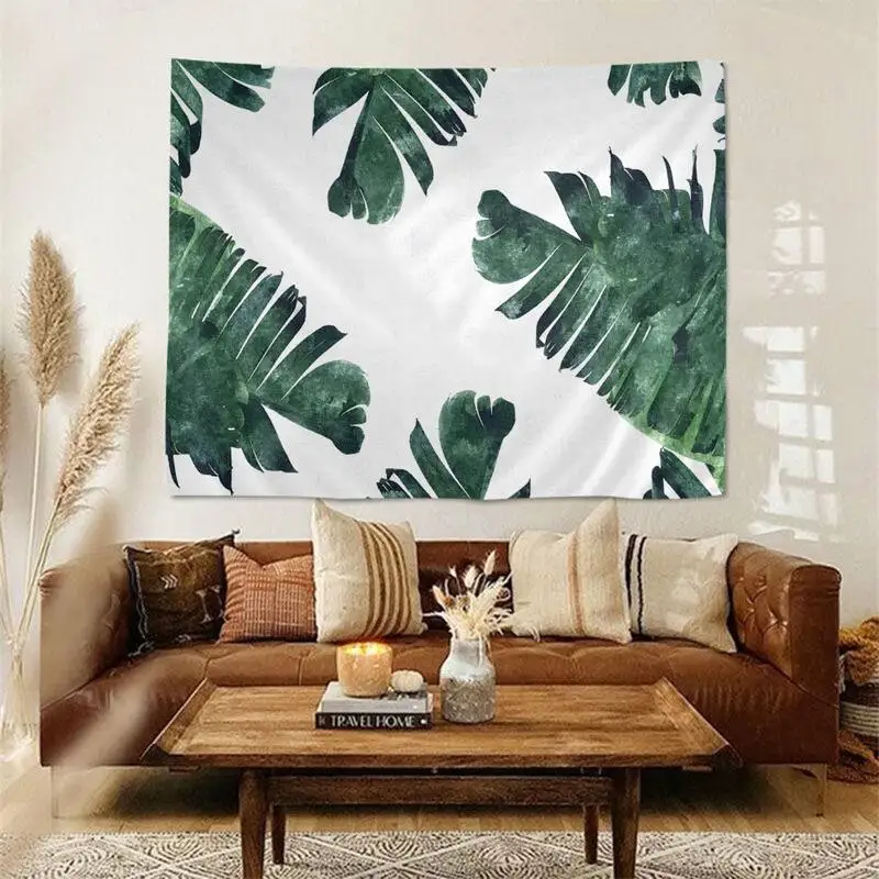 Тропический гобелен с изображение листьев Художественная печать дешевый хиппи