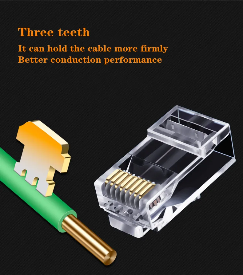 25/50pcs Rj45 Cat5 Cat5e Pass Through Connector Network Unshielded 8P8C Modular Pass Through Plug for Ethernet Cables