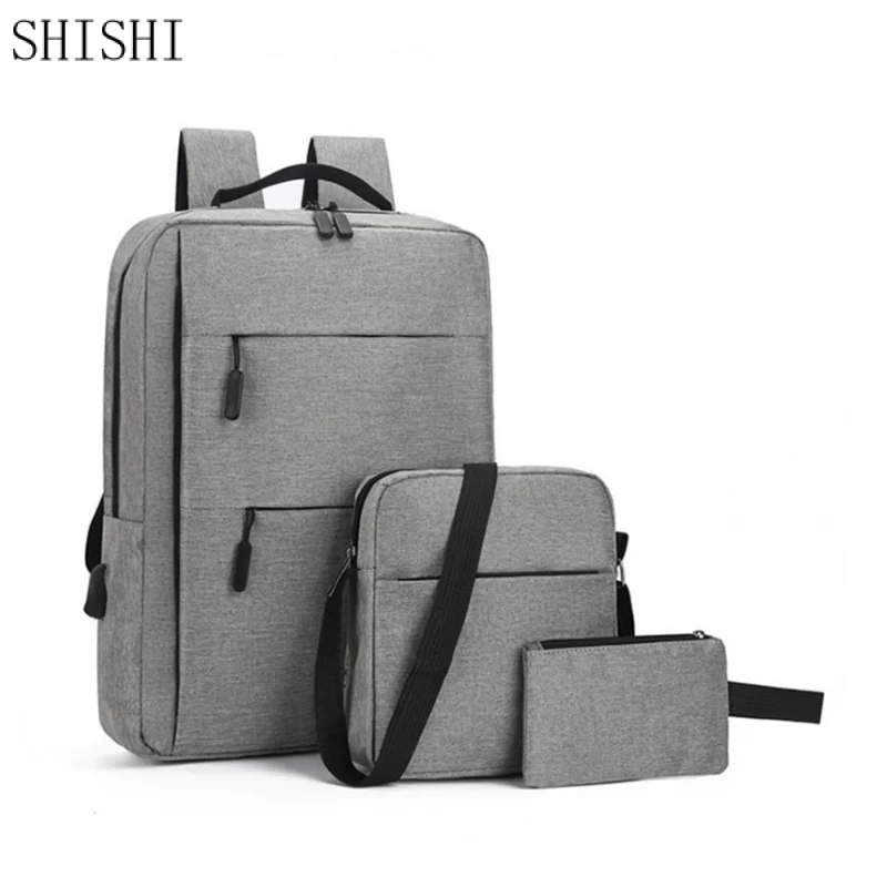 Fashion Business Men's Backpack 3 Pcs Set Usb Charging School Student Backpack Casual Travel Laptop Backpack Men Shoulder Bag