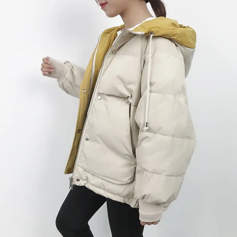 2023 New Autumn Jacket Parkas Female Solid Clothes Short Loose Women's Down Padded Jackets Thickened Hooded Winter Female Coats