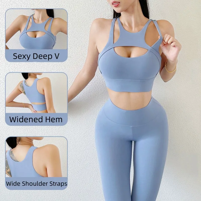 

Sexy Deep V 3D Hollow Beauty Back Sports Underwear Shockproof Gather Yoga Sports Bra Fitness Vest