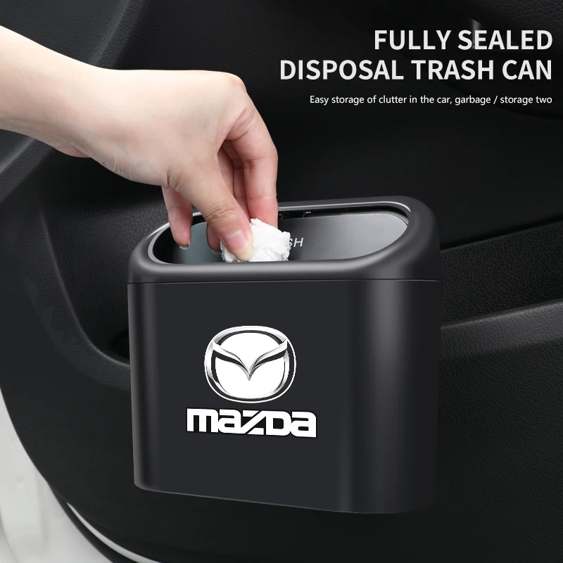 

Car Trash Bin Hanging Vehicle Garbage Auto Mini Trash Can with Lid Car Accessories for Mazda CX5 CX3 3 2 323 5 6 CX7 Demio