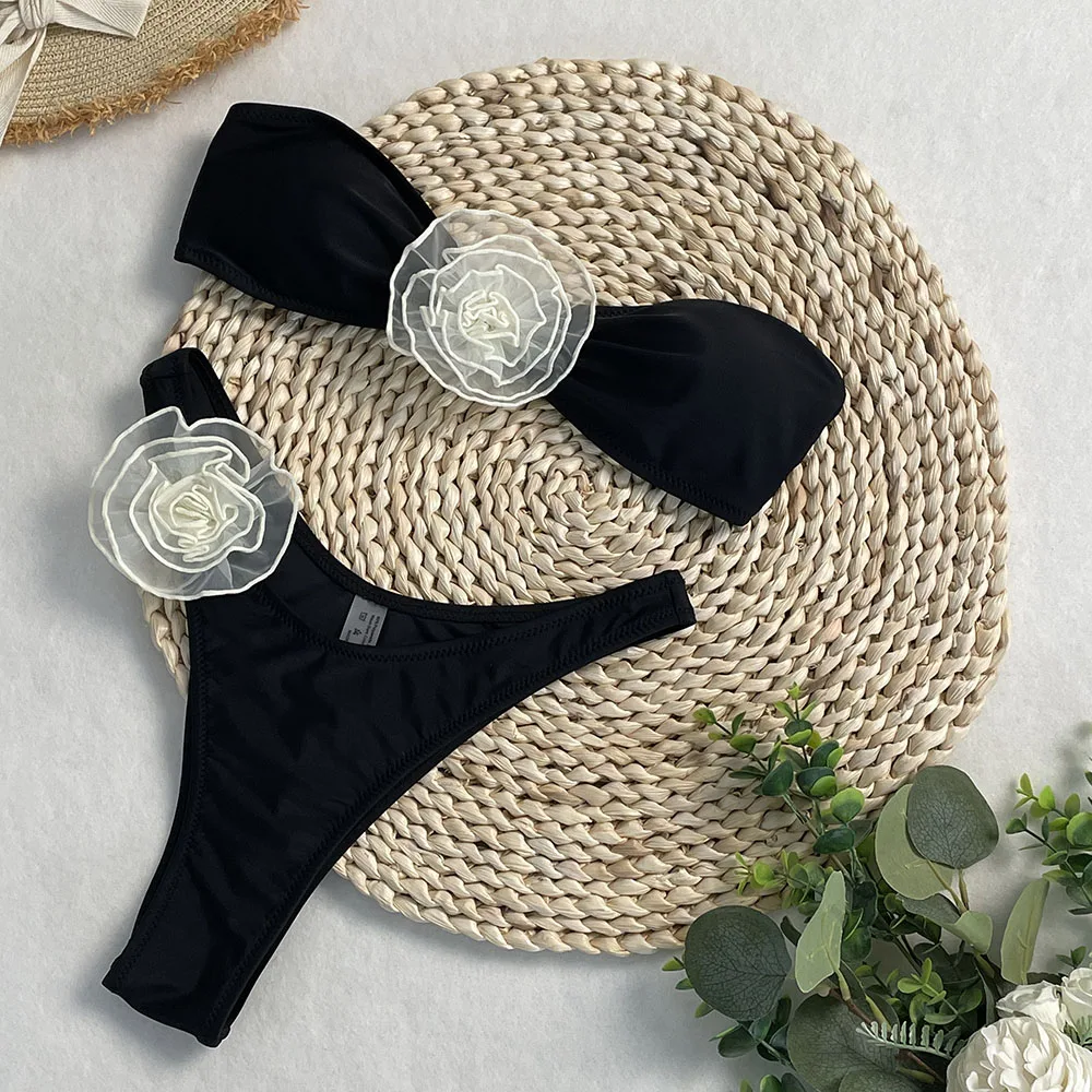 SERENECHIC лето 2024 новый сексуальный комплект бикини без бретелек из двух предметов с