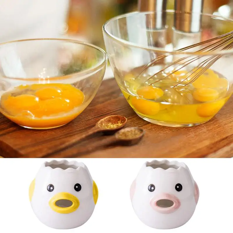 Chicken Egg White Separator Cartoon Egg Separator With Chicken Design Simple Ceramic Egg Strainer Egg White And Yolk Separator