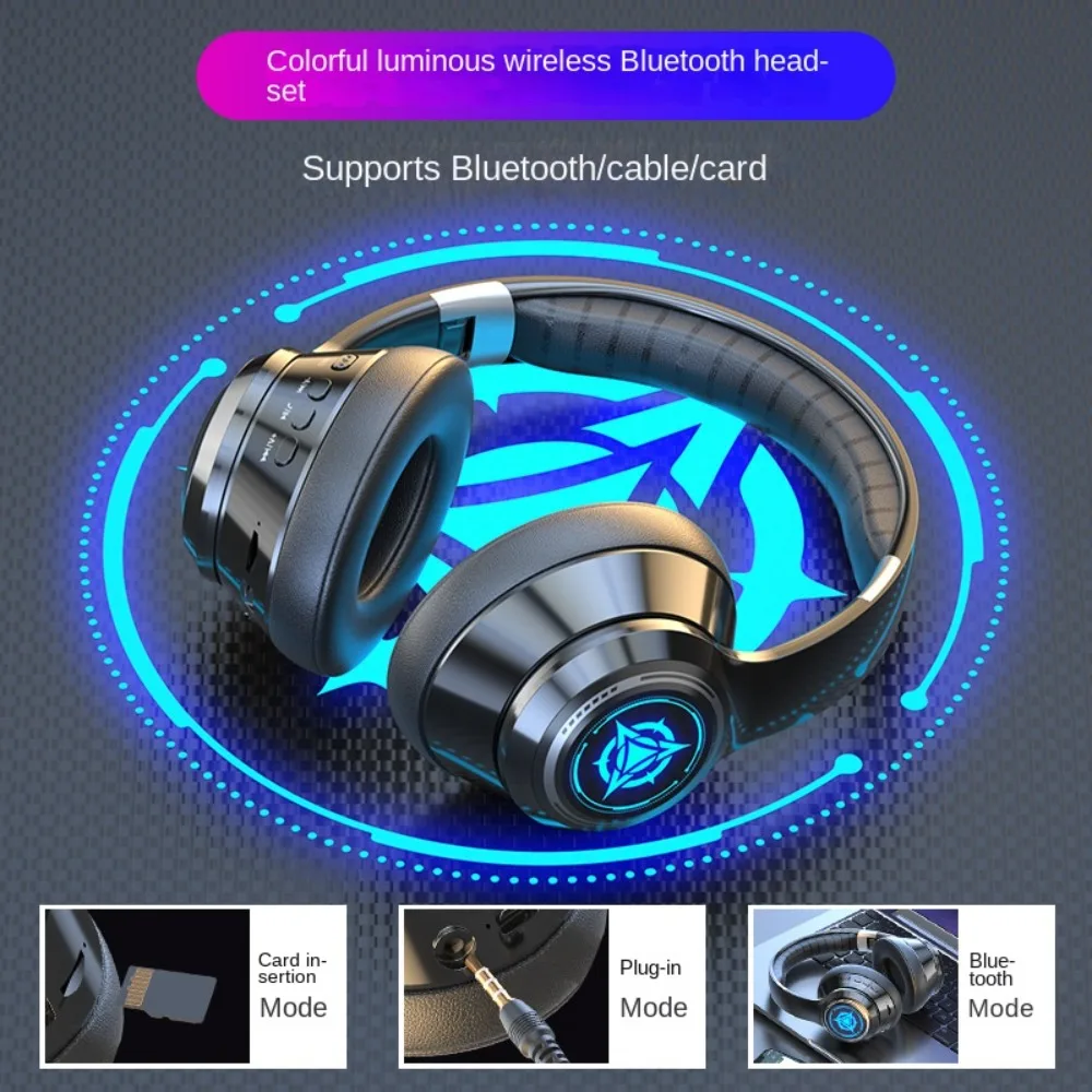 Фото Беспроводные наушники Bluetooth 5.2 с шумоподавлением Mega Bass Накладные компьютерные беспроводные наушники Сменные наушники с картой №4