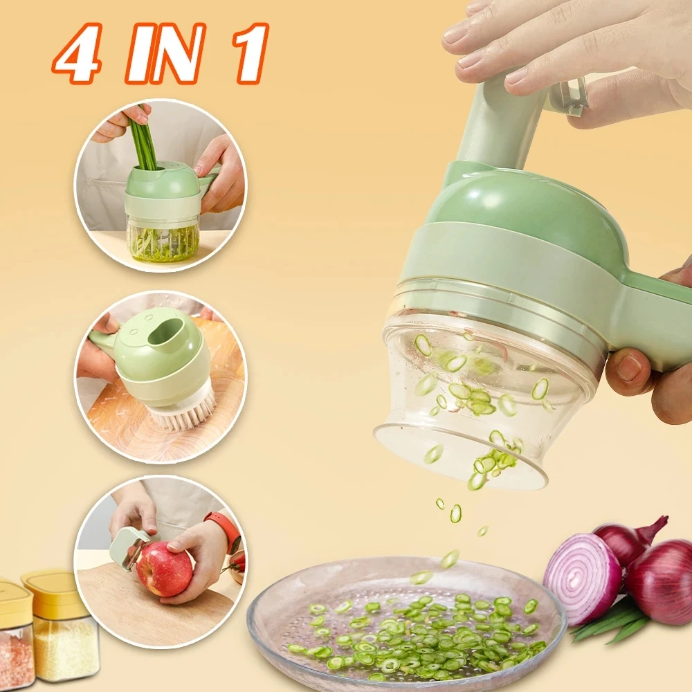 4 In 1 Handheld Electric Vegetable Cutter Set Multifunctiona